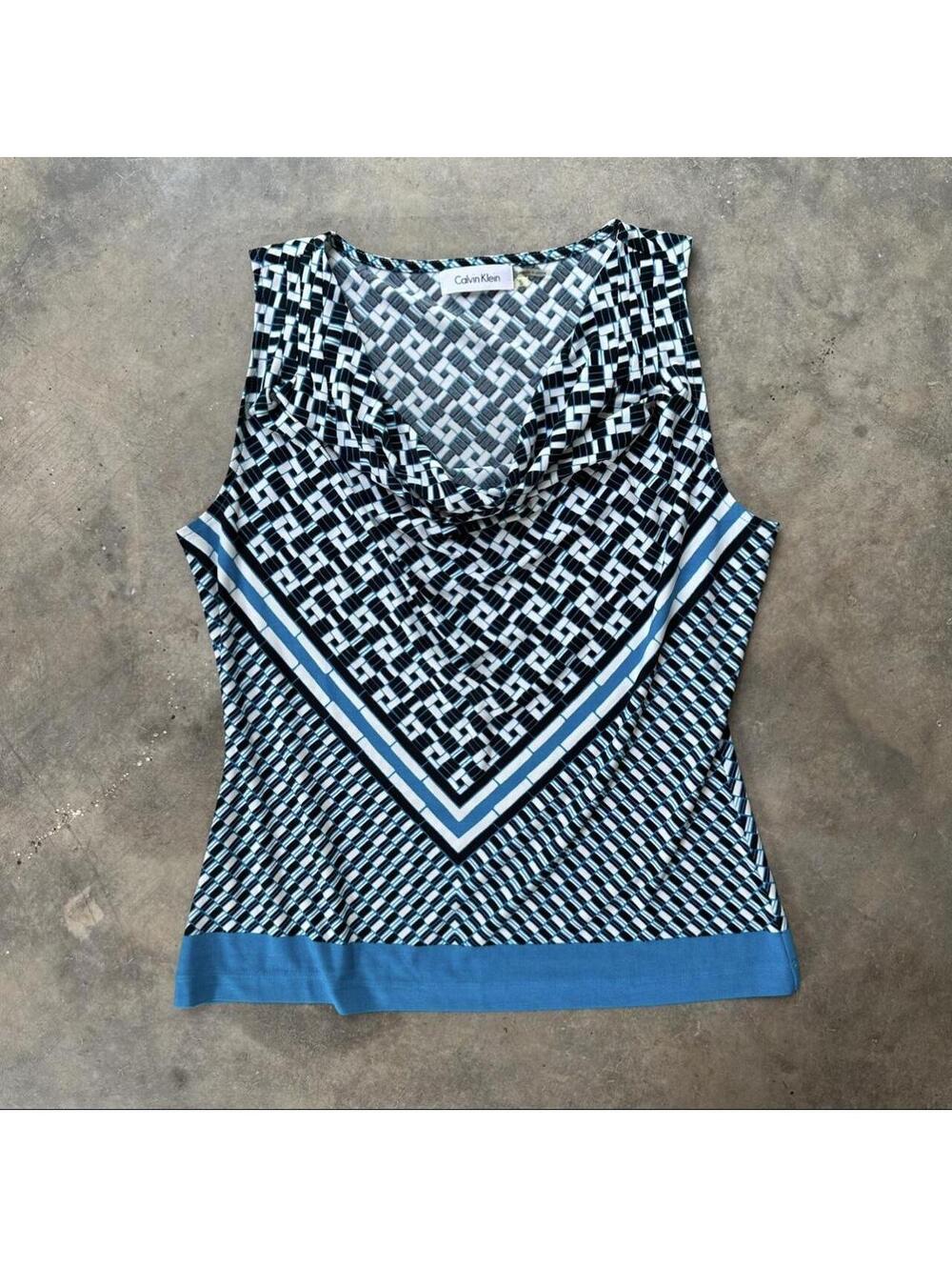 Calvin Klein Y2K Geometric Cowl Neck Top